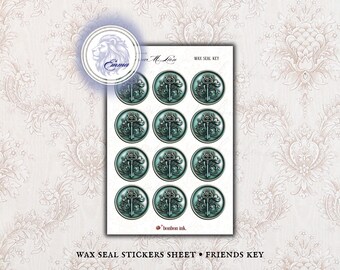 Wax Seal Stickers, Friends Key Wax Seal, Emma M Lion Themed Stickers, Faux Wax Seal Stickers, Bookish Stickers, Book Club Gifts
