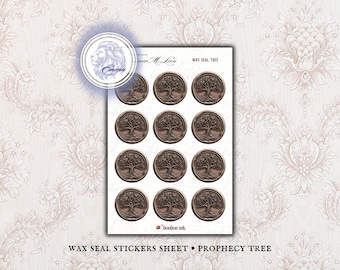 Wax Seal Stickers, Prophecy Tree Wax Seal, Emma M Lion Themed Stickers, Faux Wax Seal Stickers, Bookish Stickers, Book Club Gifts