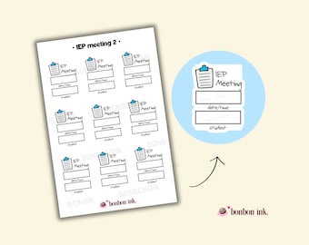 IEP Meeting Stickers • Individualized Education Plan Meeting • Teacher Stickers • School Year Calendar Stickers • Planning Stickers