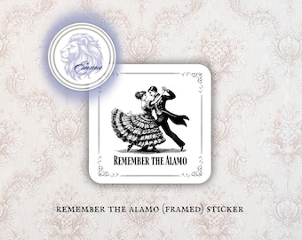 Emma M Lion Sticker, Remember the Alamo Victorian Frame, Book Club Gifts,  Bookish Sticker, Book Lovers Gift, Victorian Sticker
