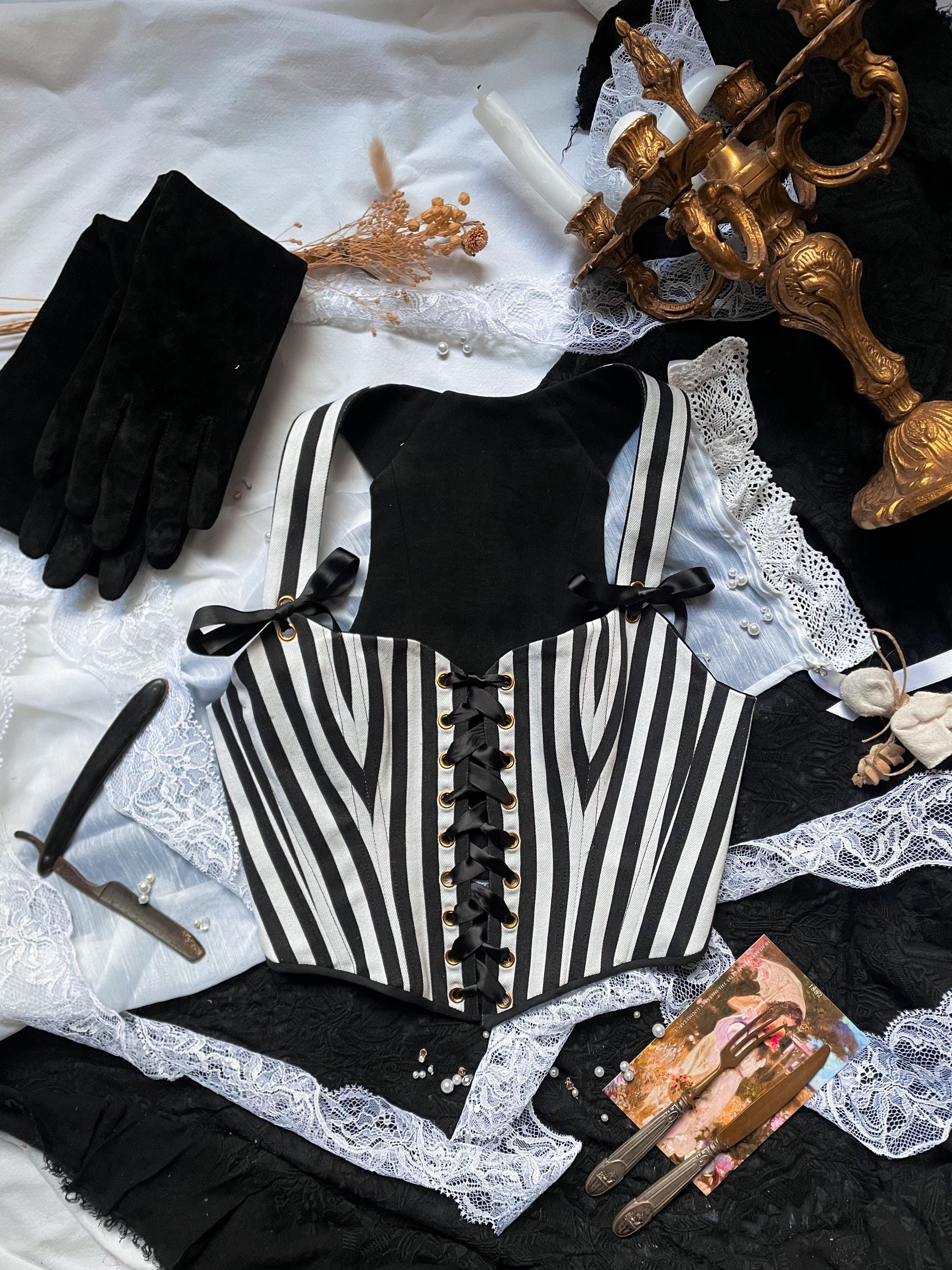 Black and white striped bustier sale