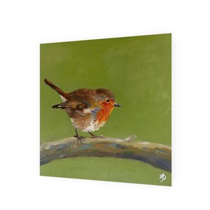Biglietto d'auguri vuoto "Pettirosso verde"