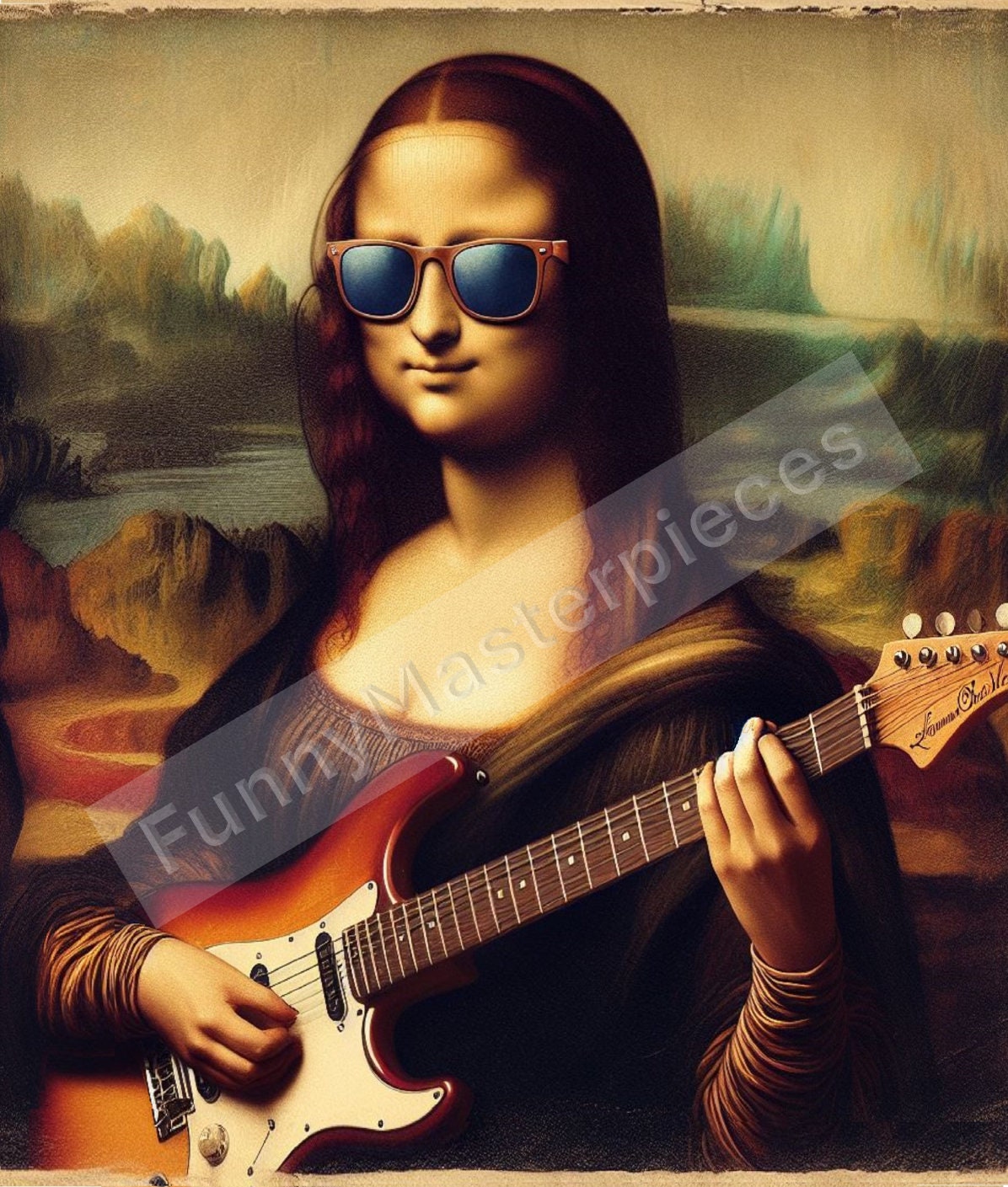 Mona Lisa With Guitar Leonardo Da Vinci Painting Gioconda Mona Lisa With Guitar Leonardo Da Vinci Painting Gioconda