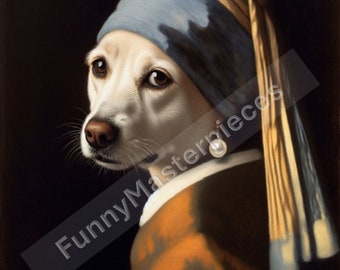 Girl With a Pearl Earring Vermeer Painting Parody Vermeer Print