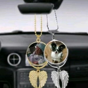 Custom Angel Wing photo Ornament Memorial for Car Rearview Mirror, car charm, Keychain, Holiday Decorations - Double-Sided Photo Ornament