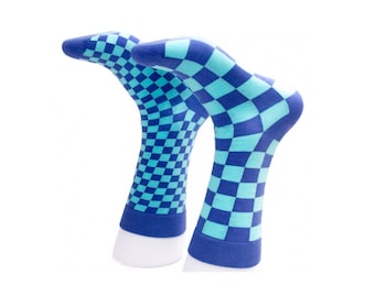 squared - aqua mismatched socks
