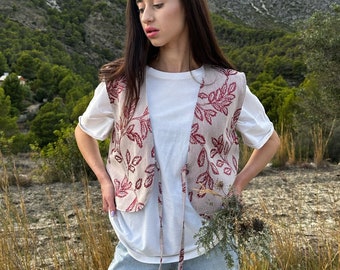 Floral mood Unique Vests: Artistic Creations from Vintage Fabric