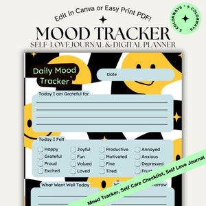 EmotiCare Mood Tracker: afdrukbare digitale planner en zelfliefdedagboek voor Tweens en Gen Z | Kant-en-klare Bullet Journal Mood Journal