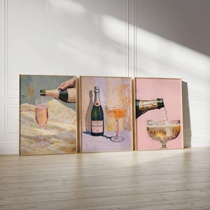 Nancy Meyers Cheers Print Trio | Wystrój apartamentu w college'u Najlepiej sprzedające się obrazy ścienne Fajne rzeczy Stare pieniądze Estetyczne malarstwo Impasto Sztuka do wydrukowania