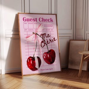 印刷可能な壁アート | ゲストチェックプリント | Ma Cherie ゲストチェックポスター | ゲストチェック壁アート | ドーパミンデコレーション | 寮の部屋の必需品