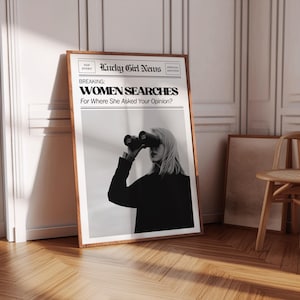 Drukowana ścienna sztuka gazety - Kobieta szuka miejsca, w którym zapytała Cię o opinię Druk gazety Podstawowe wyposażenie pokoju w akademiku Wystrój mieszkania w college'u