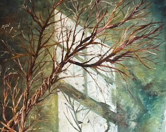 Still Life - oil painting print; Tree Branches