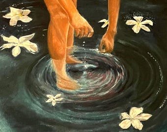 Oil Painting Print - Standing Water Lilies