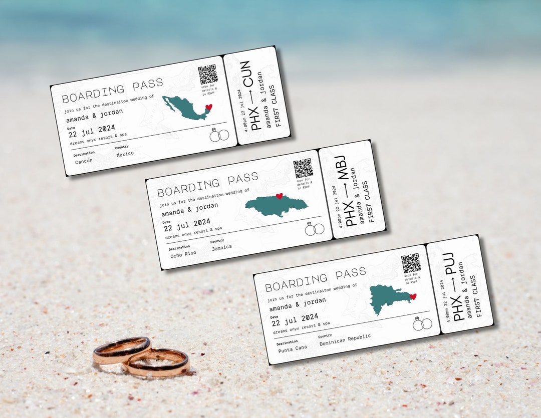 Dom Rep Qr Code Destination Wedding - Boarding Pass Invitation Templates With QR Code ...