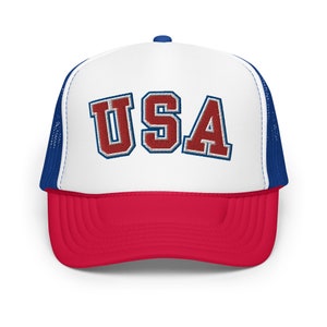 USA Vintage Trucker Hat - 4th of July - Embroidered USA