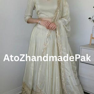 White Georgette neutral crep silk  Lehenga And Georgette Dupatta , Indian Lehenga , Bridesmaids Wedding Lehenga , Chaniya Choli