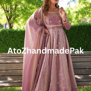 Beautiful Pure Rose Pink Coding with Sequnce work silk Anarkali salwar suit Indian wear for Women wedding outfit
