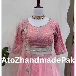 Pink Lehenga thread with Sequnce  Ethnic Wear for Women, Cultural Outfit, Sangeet Lehenga, Reception Wear, Bridal Trousseau, Ceremonial