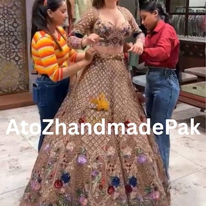 Lehenga bordada con lentejuelas, cancán y lona, para mujer, estilo indio, diseñador.