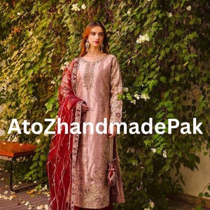 Light Pink Sharara Suit, Embroidered Sequences Work, Engagement Ceremony Suit, Stylish Ethnic Set, Women&#39;s Traditional Wear, Party Outfit