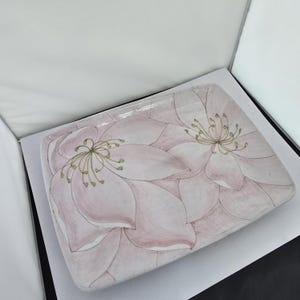 Vintage Ernestine Salerno Pink Lotus Serving Platter: Italian Floral Decor