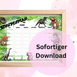 Dinosaur Timetable for Children | School Enrollment Gift | Instant Download PDF A4