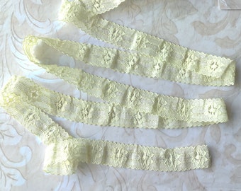 7/8" Light Yellow Floral Lace,  sold by the yard