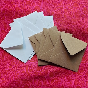 NEW 3" x 3" Mini Envelopes; White OR Kraft Colored - sets of 5