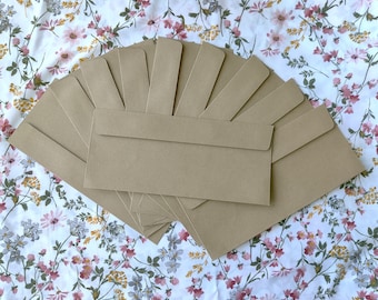Kraft Colored Envelopes; size 9" x 4", set of 10
