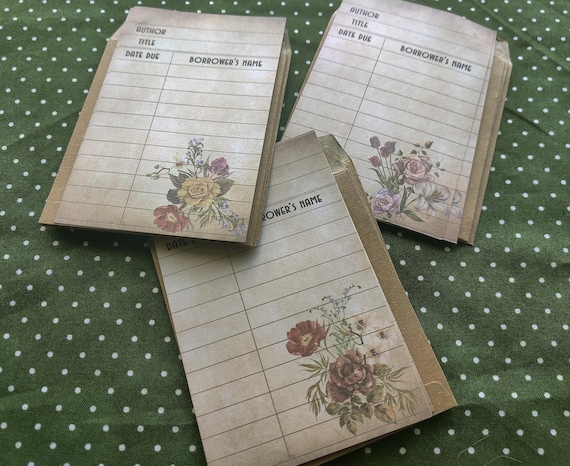 Floral - Vintage Inspired Double Sided Library Cards and Pocket Sleeve Set - Etsy Floral - Vintage Inspired Double Sided Library Cards and Pocket Sleeve Set - Etsy