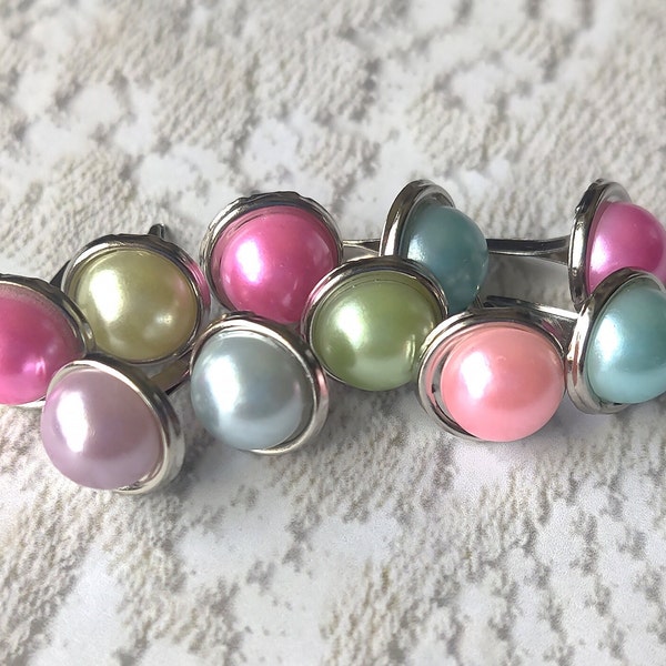 Silver & Pastel Spring Colored Small Pearl Brads, variety pack