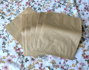 8 inch Kraft Brown, Flat Paper Bags, set of 12