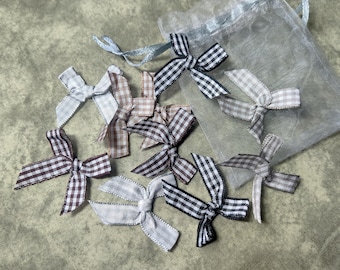 Checkered Gingham Ribbon Bows: Neutral Variety Bundle set of 10