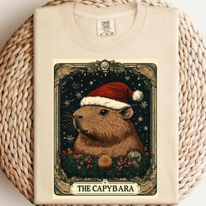 Capybara Shirt, lustiges Shirt, Capybara Geschenke, lustiges Weihnachtsshirt, Weihnachtsgeschenke, Cottagecore Geschenke, Tarot Karte Shirt