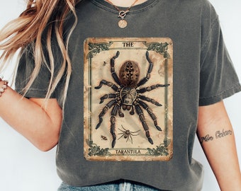 Tarantula Tarot Card Shirt, Spooky Goth Tee, Spooky Tarantula Design, Dark Aesthetic Shirt, Halloween Clothing, Gothic Spider Gifts