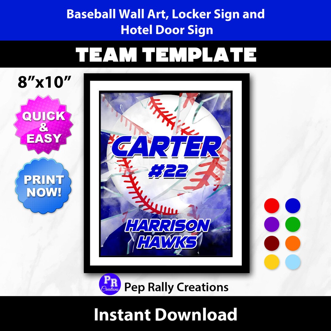 Personalized Baseball Poster, Baseball Locker Sign, Door Sign and Team ...