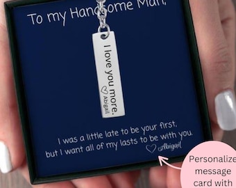 Custom I Love You More Bar Keychain for Him | Personalized Gift for Boyfriend | Unique Relationship Keepsake Valentines Day Anniversary Gift