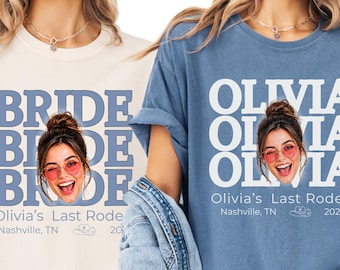 Custom Western Bachelorette Shirt, Personalized Cowgirl Last Rodeo Tee, Comfort Colors® Country Bridal Squad Gift For Nashville Trip USA