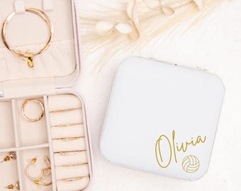 Personalized Sports Jewelry Travel Case for Girls, Volleyball Team Gift Bulk Order, Coach & Graduation Gift for Daughter Friend