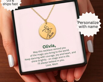 Personalized dance necklace with the name, Dainty Necklace for Dancer, Gift for Dance Teacher, Ballet Necklace, Dance Recital Gift Dance Mom