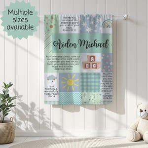Personalized Minky Baby Name Blanket | Custom Christian Baby Shower & Baptism Gift with Bible Verses, Infant Godchild Christening Keepsake image 5