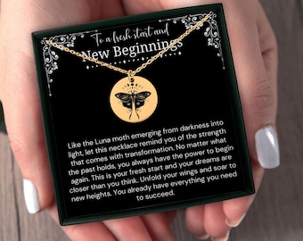 Fresh Start Moth Gold Plated Coin Necklace | Encouragement Gift for Her | Graduation Gift for Her, Next Chapter Jewelry Breakup Loss Gift