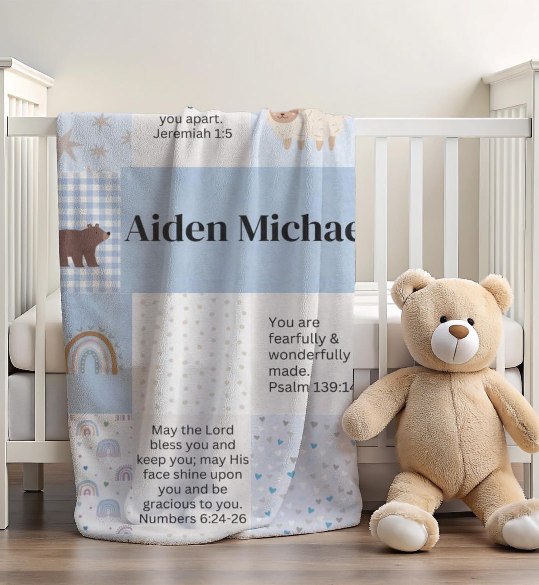 Manta de minky personalizada con versículos bíblicos, regalo