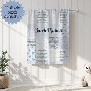 Personalized Baptism Blanket for Boys | Custom Name Baby Blanket for Boys | Coquette Nursery Throw | Scripture Receiving Blanket Dedication