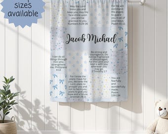 Personalized Baptism Blanket for Boys | Custom Name Baby Blanket for Boys | Coquette Nursery Throw | Scripture Receiving Blanket Dedication