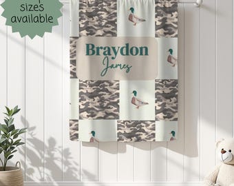 Personalized Camo Mallard Duck Baby Blanket - Soft Minky Nursery Decor with Custom Name, Hunting Theme, Baby Shower Gift, Keepsake for Boy