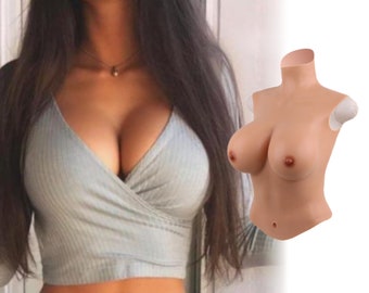 Half body breastplate,Crossdresser realistic silicone breast forms,Personalized skin tone upgraded breast form,Upgraded breast form