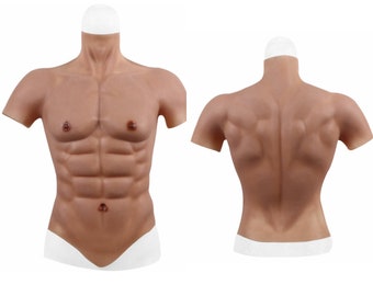Silicone Muscle Suit，Realistic Male Chest，Abdominal Back Muscle Simulation Vest，Personalized skin tone male chest vest，Shapewear for cosplay