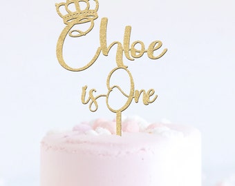 Birthday Topper with crown cut out, Custom cake topper, Cake topper birthday, Anniversary Cake topper, Wedding cake topper