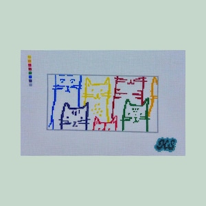 CATS needlepoint canvas | hand-painted & stitch-painted on 18-mesh